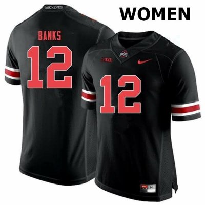 NCAA Ohio State Buckeyes Women's #12 Sevyn Banks Black Out Nike Football College Jersey SVS0245ZR